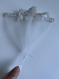 Gelin Halay Mendili Beyaz İnci ve taşlarla süslenmiş