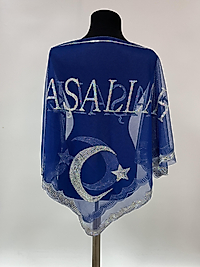 Sünnet Omuz Şalı , Mavi, Maşallah Yazılı
