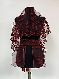 Lazer Baskılı, Bordo, Flok Desen, Hafif, Şık, Kına ve Gelin Duvağı