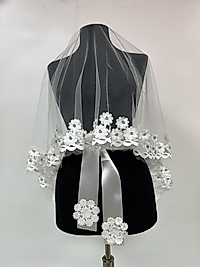 Lazer Çiçekli, Beyaz, Gelin Duvağı