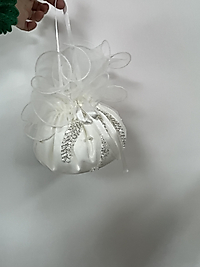 Gelin Takı Kesesi, Beyaz Boncuk İşlemeli, El Yapımı